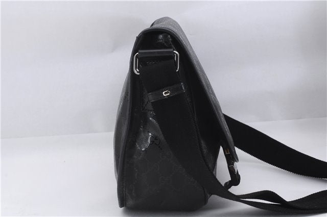 Authentic GUCCI GG Imprime Shoulder Cross Bag GG PVC Leather 201732 Black 9525D