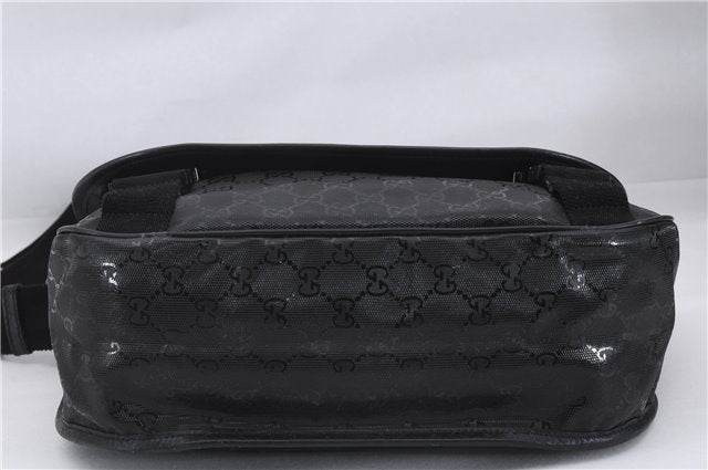 Authentic GUCCI GG Imprime Shoulder Cross Bag GG PVC Leather 201732 Black 9525D