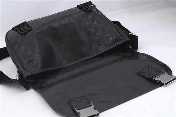 Authentic GUCCI GG Imprime Shoulder Cross Bag GG PVC Leather 201732 Black 9525D