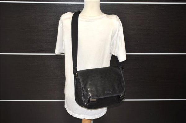Authentic GUCCI GG Imprime Shoulder Cross Bag GG PVC Leather 201732 Black 9525D