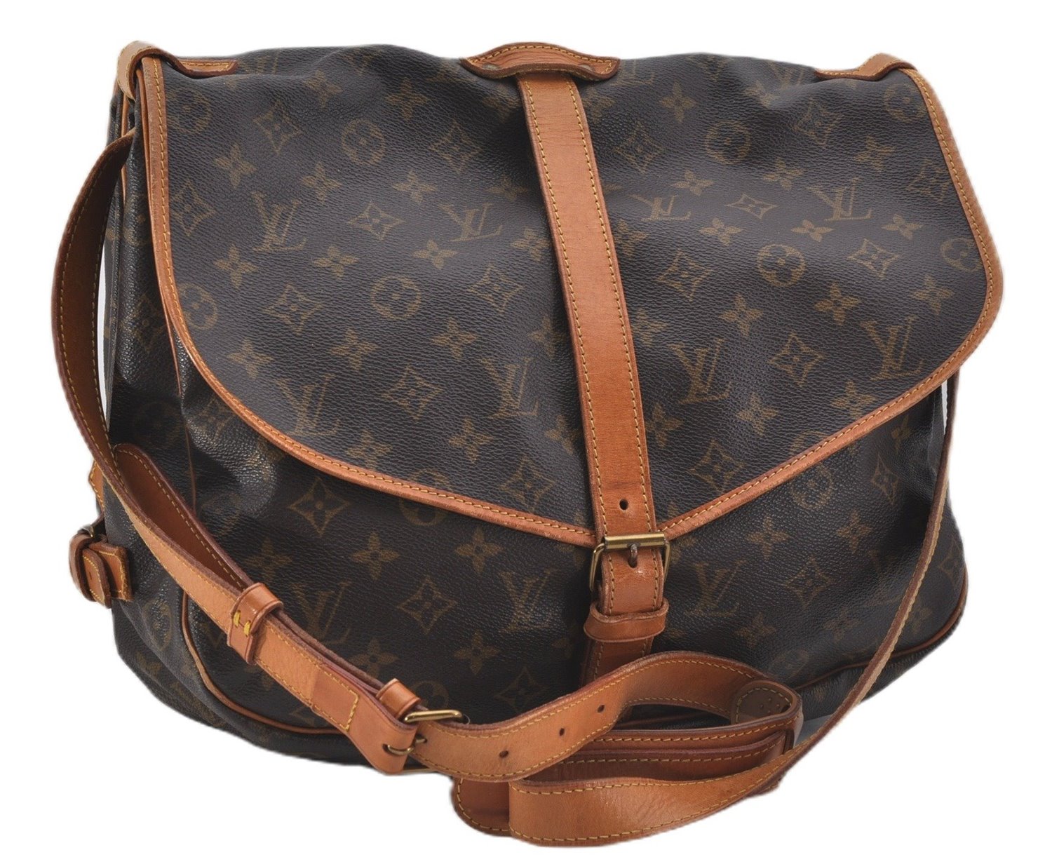 Authentic Louis Vuitton Monogram Saumur 35 Shoulder Cross Bag M42254 LV 9525E