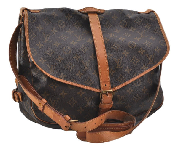 Authentic Louis Vuitton Monogram Saumur 35 Shoulder Cross Bag M42254 LV 9525E