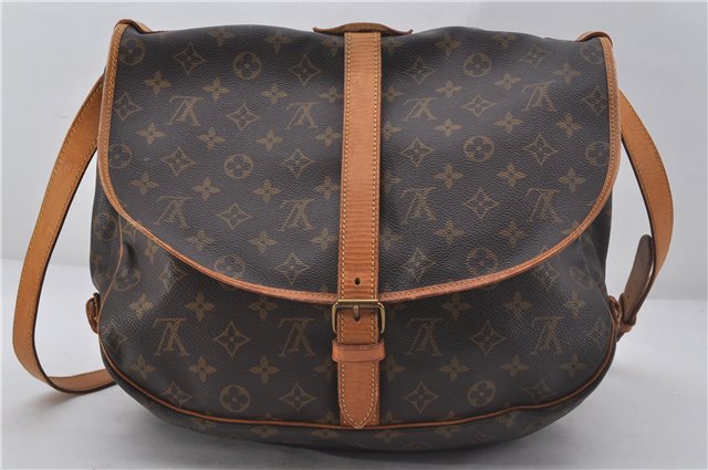 Authentic Louis Vuitton Monogram Saumur 35 Shoulder Cross Bag M42254 LV 9525E