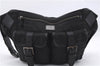 Authentic BURBERRY BLACK LABEL Check Waist Bag Nylon Leather Black 9527D