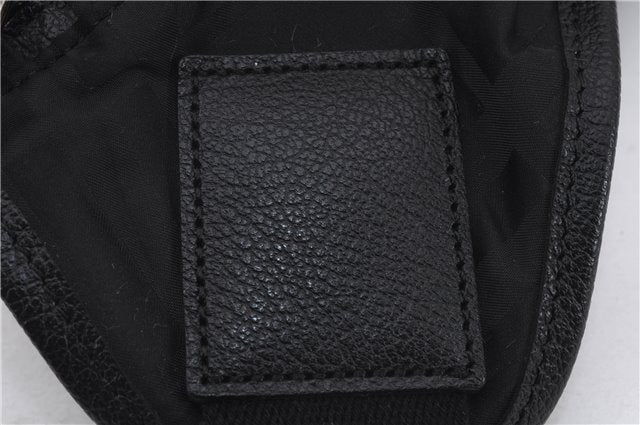 Authentic BURBERRY BLACK LABEL Check Waist Bag Nylon Leather Black 9527D