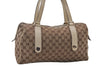 Authentic GUCCI Hand Boston Bag GG Canvas Leather 154180 Brown White 9529D