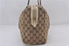 Authentic GUCCI Hand Boston Bag GG Canvas Leather 154180 Brown White 9529D