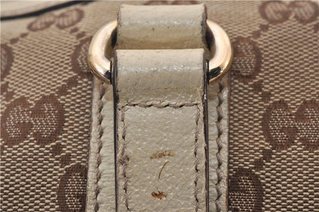 Authentic GUCCI Hand Boston Bag GG Canvas Leather 154180 Brown White 9529D