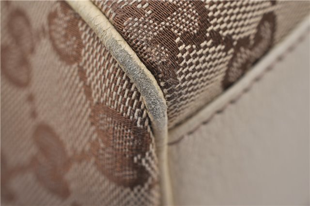 Authentic GUCCI Hand Boston Bag GG Canvas Leather 154180 Brown White 9529D