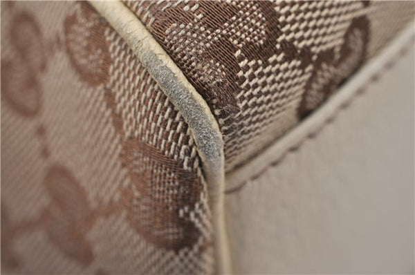 Authentic GUCCI Hand Boston Bag GG Canvas Leather 154180 Brown White 9529D