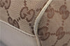 Authentic GUCCI Hand Boston Bag GG Canvas Leather 154180 Brown White 9529D
