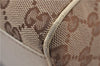 Authentic GUCCI Hand Boston Bag GG Canvas Leather 154180 Brown White 9529D