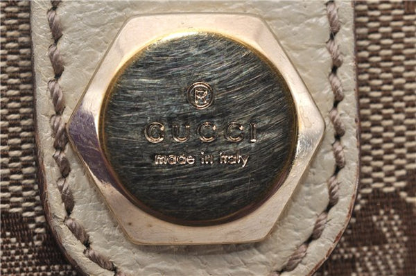 Authentic GUCCI Hand Boston Bag GG Canvas Leather 154180 Brown White 9529D