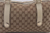 Authentic GUCCI Hand Boston Bag GG Canvas Leather 154180 Brown White 9529D