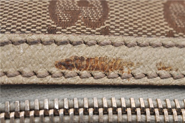 Authentic GUCCI Hand Boston Bag GG Canvas Leather 154180 Brown White 9529D