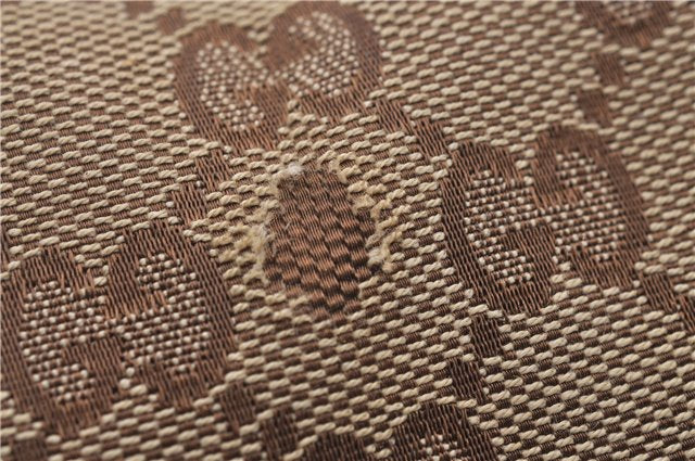 Authentic GUCCI Hand Boston Bag GG Canvas Leather 154180 Brown White 9529D