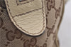 Authentic GUCCI Hand Boston Bag GG Canvas Leather 154180 Brown White 9529D