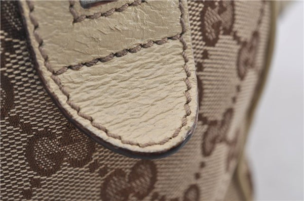 Authentic GUCCI Hand Boston Bag GG Canvas Leather 154180 Brown White 9529D