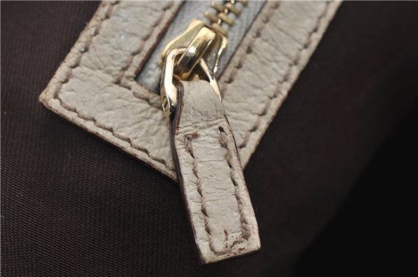 Authentic GUCCI Hand Boston Bag GG Canvas Leather 154180 Brown White 9529D