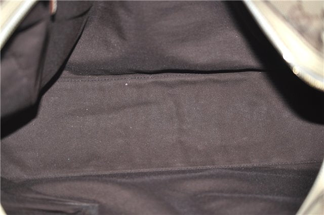 Authentic GUCCI Hand Boston Bag GG Canvas Leather 154180 Brown White 9529D