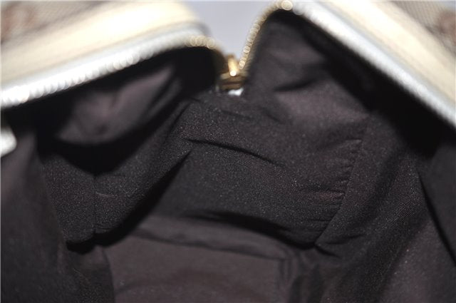 Authentic GUCCI Hand Boston Bag GG Canvas Leather 154180 Brown White 9529D