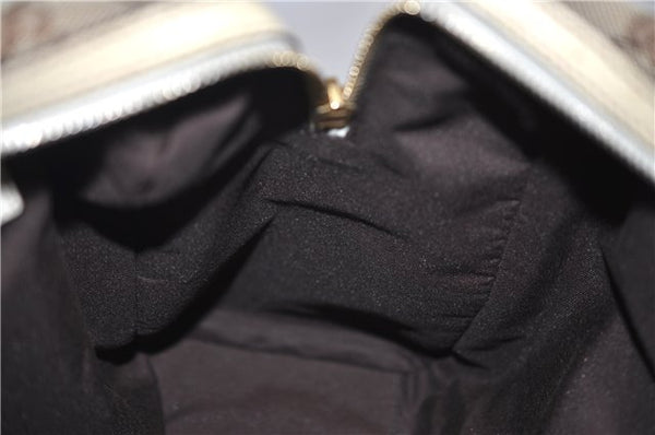 Authentic GUCCI Hand Boston Bag GG Canvas Leather 154180 Brown White 9529D