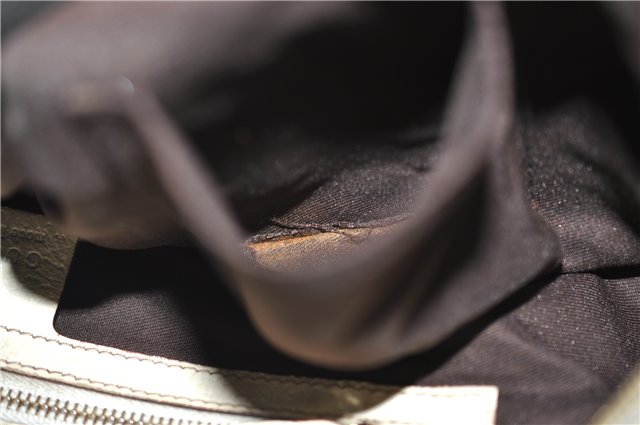 Authentic GUCCI Hand Boston Bag GG Canvas Leather 154180 Brown White 9529D