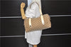 Authentic GUCCI Hand Boston Bag GG Canvas Leather 154180 Brown White 9529D