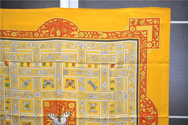 Authentic HERMES Carre 90 Scarf "joyaux de l'ete" Silk Yellow 9533D