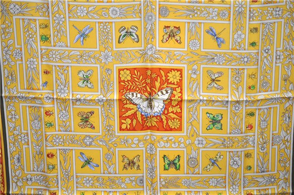 Authentic HERMES Carre 90 Scarf "joyaux de l'ete" Silk Yellow 9533D