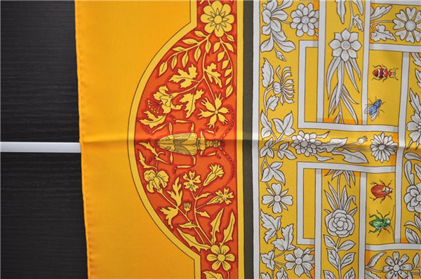 Authentic HERMES Carre 90 Scarf "joyaux de l'ete" Silk Yellow 9533D