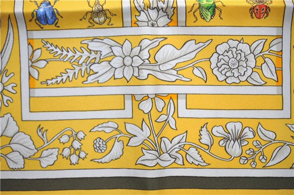 Authentic HERMES Carre 90 Scarf "joyaux de l'ete" Silk Yellow 9533D