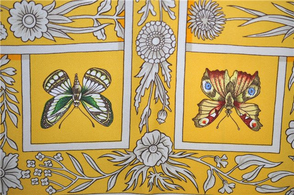 Authentic HERMES Carre 90 Scarf "joyaux de l'ete" Silk Yellow 9533D