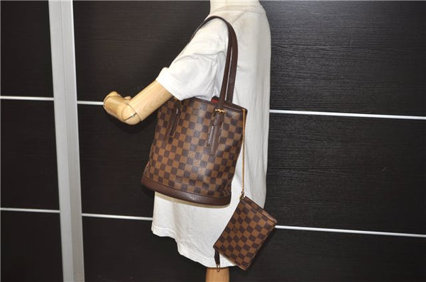 Authentic Louis Vuitton Damier Marais Bucket Shoulder Tote Bag N42240 LV 9537E