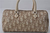 Authentic Christian Dior Trotter No.2 Hand Bag Purse PVC Leather Beige 9538D