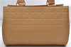 Authentic CHANEL Chocolate Bar Calf Skin CC Logo Shoulder Hand Bag Beige 9539D