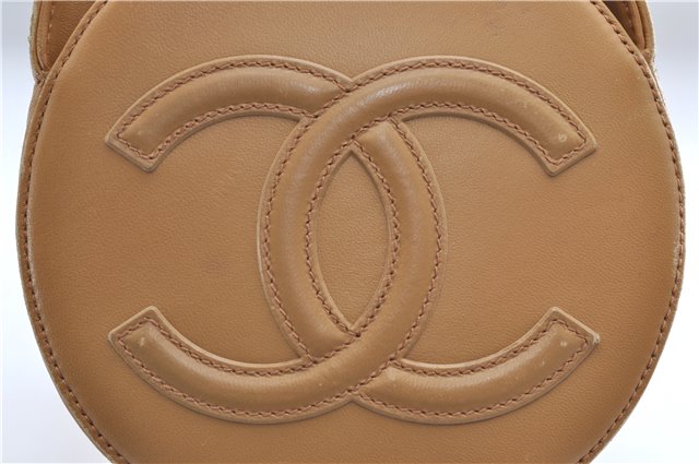 Authentic CHANEL Chocolate Bar Calf Skin CC Logo Shoulder Hand Bag Beige 9539D