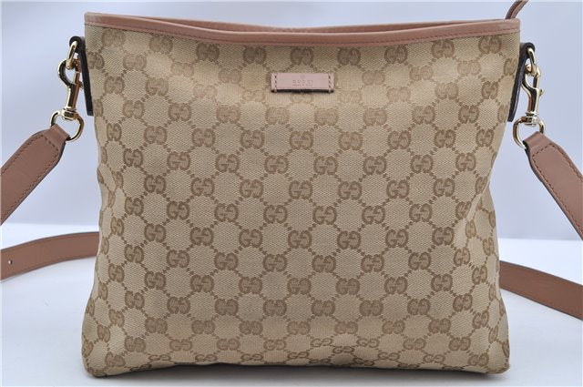 Authentic GUCCI Shoulder Cross Body Bag GG Canvas Leather 388924 Beige 9540F