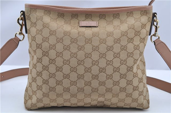 Authentic GUCCI Shoulder Cross Body Bag GG Canvas Leather 388924 Beige 9540F