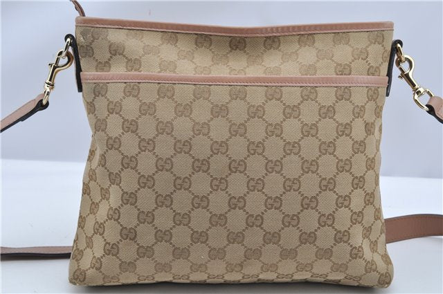 Authentic GUCCI Shoulder Cross Body Bag GG Canvas Leather 388924 Beige 9540F