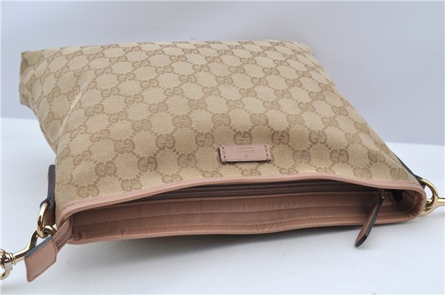 Authentic GUCCI Shoulder Cross Body Bag GG Canvas Leather 388924 Beige 9540F