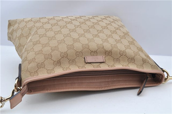 Authentic GUCCI Shoulder Cross Body Bag GG Canvas Leather 388924 Beige 9540F