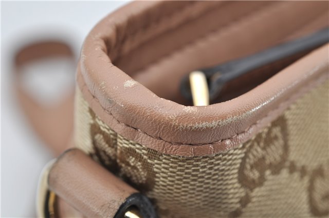 Authentic GUCCI Shoulder Cross Body Bag GG Canvas Leather 388924 Beige 9540F