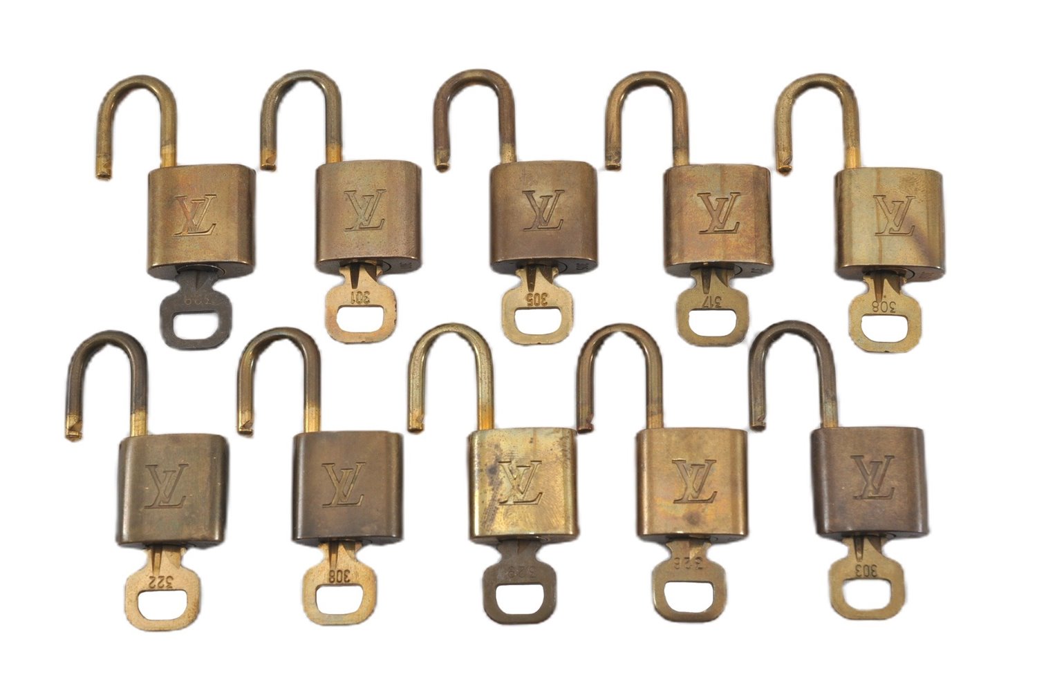 Authentic Louis Vuitton Padlock & Keys 10Set LV 9543F