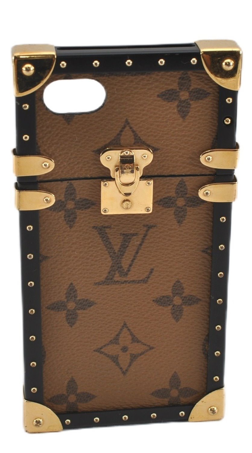 Auth Louis Vuitton Monogram Reverse I Trunk Iphone 7 Case Brown M62619 LV 9544F