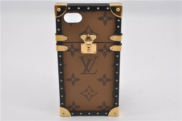 Auth Louis Vuitton Monogram Reverse I Trunk Iphone 7 Case Brown M62619 LV 9544F