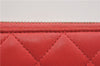 Authentic CHANEL Vintage Lamb Skin Matelasse Long Wallet Purse Pink CC 9545F