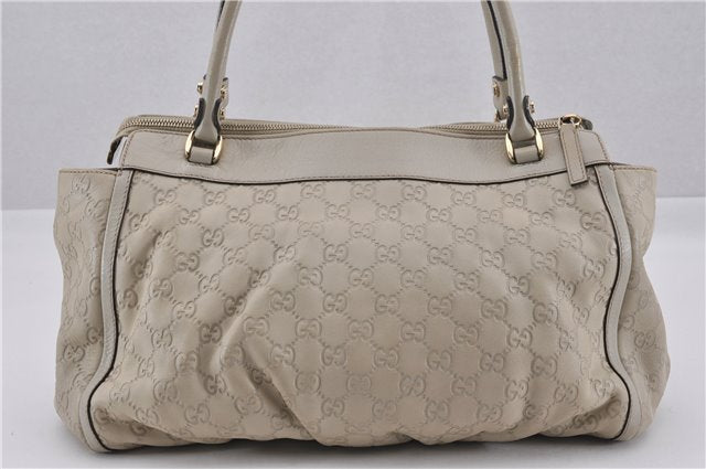 Authentic GUCCI Guccissima Abbey Shoulder Tote Bag GG Leather 189831 Ivory 9547F