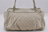 Authentic GUCCI Guccissima Abbey Shoulder Tote Bag GG Leather 189831 Ivory 9547F