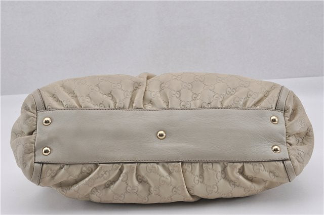 Authentic GUCCI Guccissima Abbey Shoulder Tote Bag GG Leather 189831 Ivory 9547F